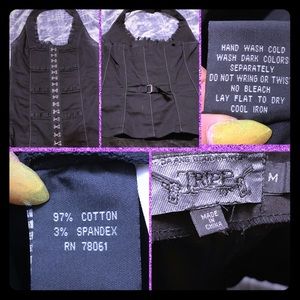 Black Halter Button Up Corset Adjustable Top